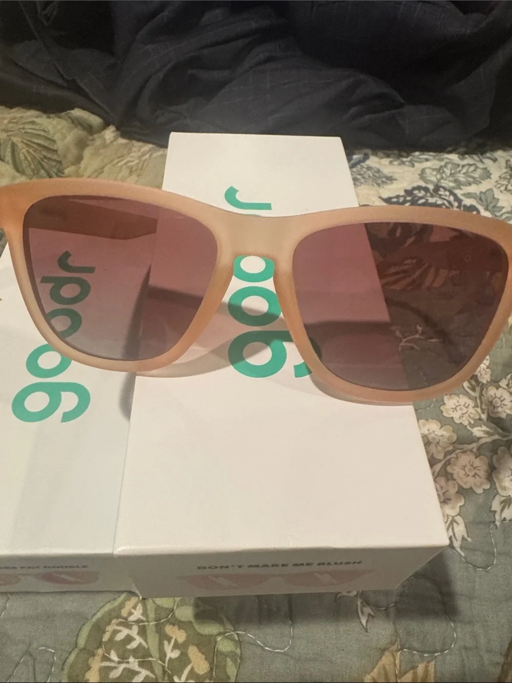 goodr Don't Make Me Blush OG Rectangle Sunglasses - Light Pink
